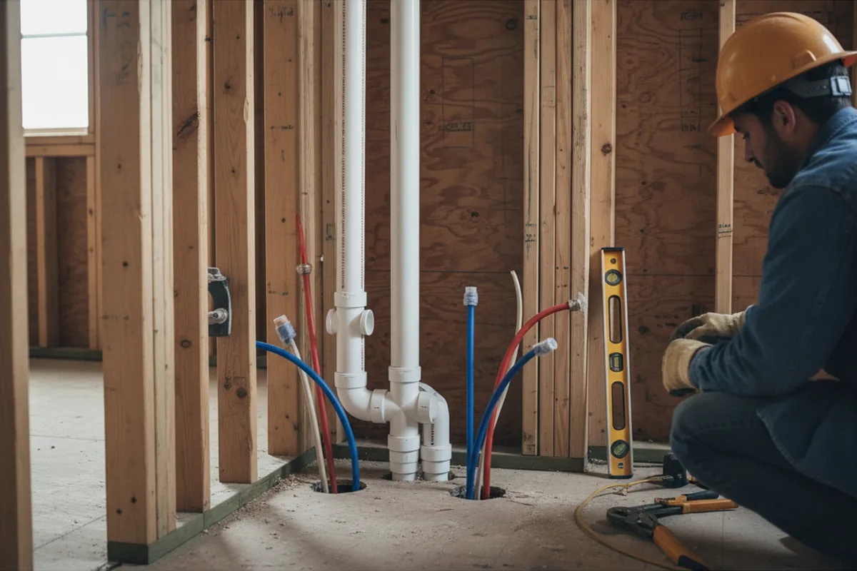 Drain and supply rough-in during Sump Pump Repair in Denver